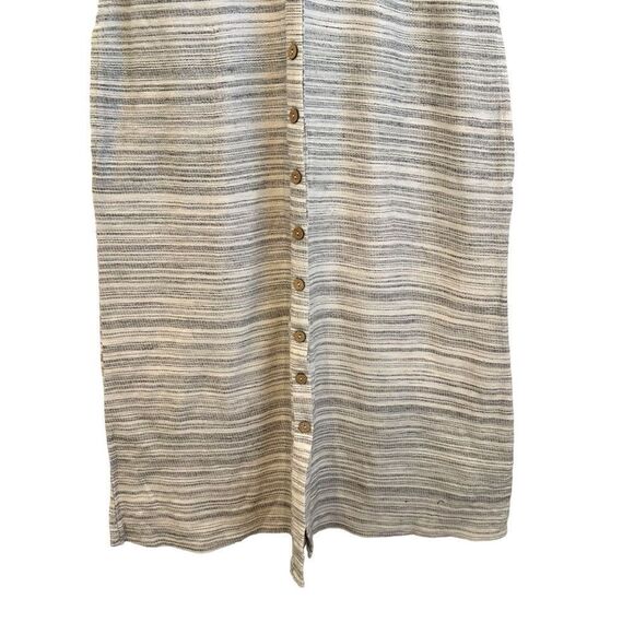 Lucky Brand Cream and Black Stripe Button Up Jersey Knit Sleeveless Midi Dress - Picture 6 of 9